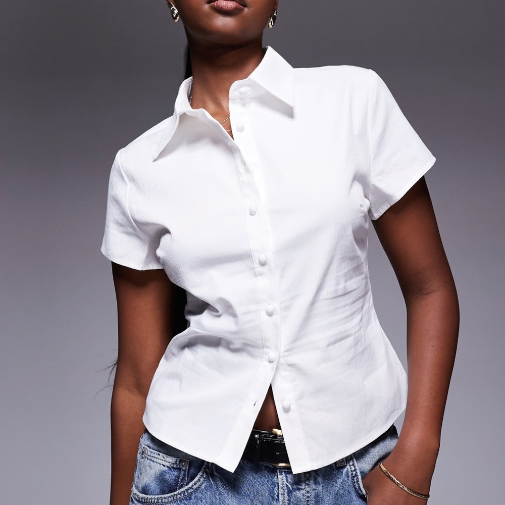 Princess Polly White Button-Down Shirt